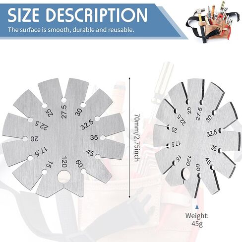 2 Piece Stainless Steel Bevel Axe Angle Finder - Round Shape Knife Blade Angle Gauge 15-120 Degrees in Saudi Arabia