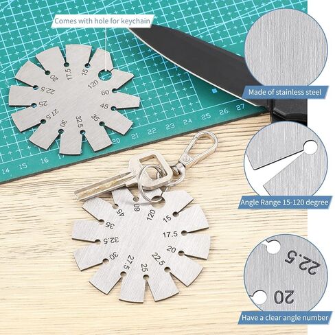 2 Piece Stainless Steel Bevel Axe Angle Finder - Round Shape Knife Blade Angle Gauge 15-120 Degrees in Saudi Arabia