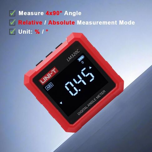 مقياس الزاوية الرقمي LM320C، قياس الزاوية النسبية والمطلقة، مقياس الميل 4 × 90 درجة، محدد الزوايا المغناطيسية من 3 جوانب، تبديل وحدة النسبة المئوية والدرجة، مقياس الملاك المنقلة، بدون وظيفة الليزر in Saudi Arabia