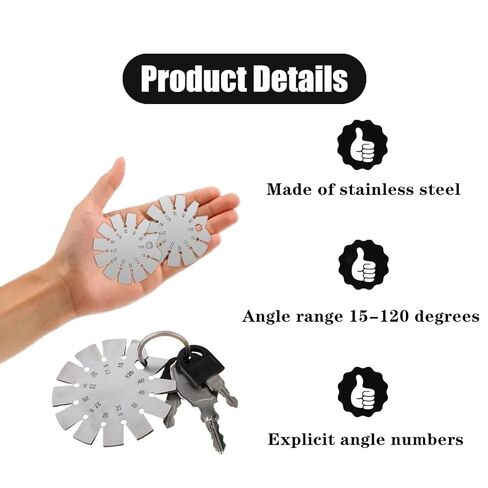 2 حزمة سكين زاوية مكتشف المهنية الفولاذ المقاوم للصدأ شطبة مقياس الحفر نقطة شحذ غيج لأعمال النجارة ، 15-120 درجة in Kuwait
