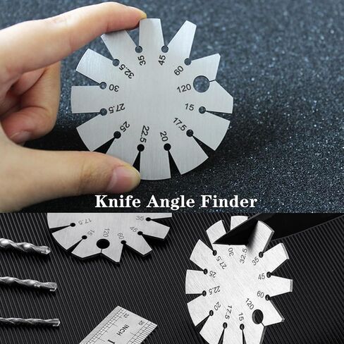 2 حزمة سكين زاوية مكتشف المهنية الفولاذ المقاوم للصدأ شطبة مقياس الحفر نقطة شحذ غيج لأعمال النجارة ، 15-120 درجة in Kuwait