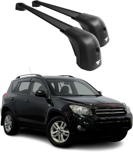 أشرطة أو OMAC Premium Roof Rack Cross متوافقة مع Toyota Rav4 2013-2018 رفوف سقف سيارة الألومنيوم ، حانات شحن على السطح لرفق أمتعة التزلج على الجليد زورق زورق على الجليد 220 رطل السعة in Saudi Arabia