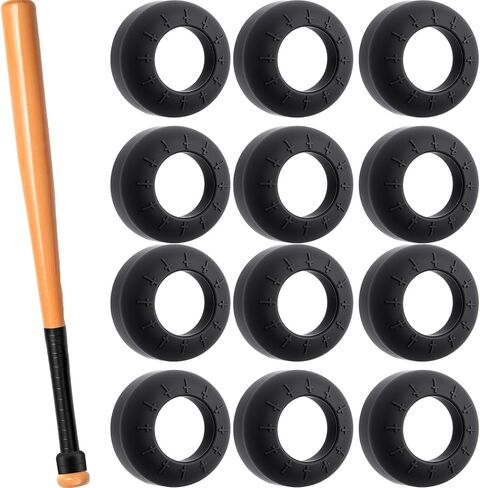 Soulchen 12 Pack Bat Grip Choke up Ring for Youth Baseball Softball Tee Ball Choke Ring Improve Grip Through Swing Knob and Reduce Sting Baseball Bat Accessories - Black in Saudi Arabia