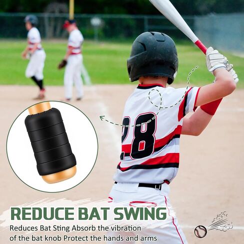 Soulchen 12 Pack Bat Grip Choke up Ring for Youth Baseball Softball Tee Ball Choke Ring Improve Grip Through Swing Knob and Reduce Sting Baseball Bat Accessories - Black in Saudi Arabia