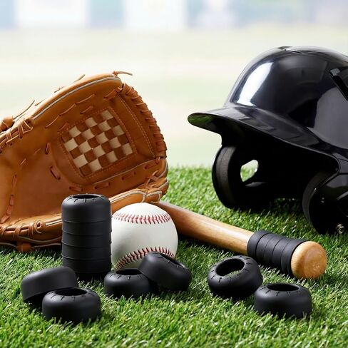 Soulchen 12 Pack Bat Grip Choke up Ring for Youth Baseball Softball Tee Ball Choke Ring Improve Grip Through Swing Knob and Reduce Sting Baseball Bat Accessories - Black in Saudi Arabia