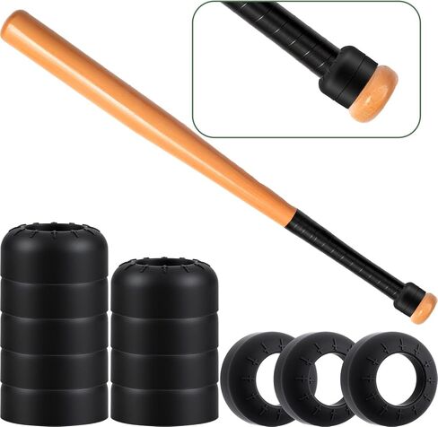 Soulchen 12 Pack Bat Grip Choke up Ring for Youth Baseball Softball Tee Ball Choke Ring Improve Grip Through Swing Knob and Reduce Sting Baseball Bat Accessories - Black in Saudi Arabia