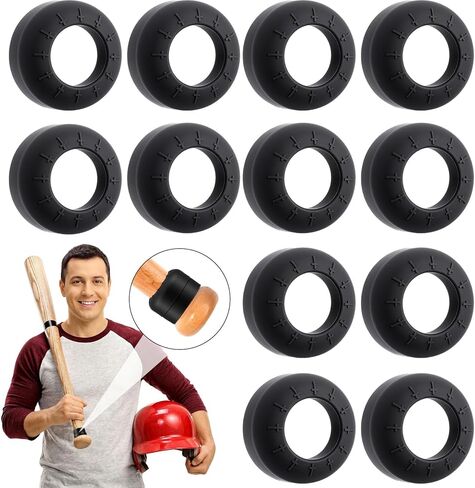 Soulchen 12 Pack Bat Grip Choke up Ring for Youth Baseball Softball Tee Ball Choke Ring Improve Grip Through Swing Knob and Reduce Sting Baseball Bat Accessories - Black in Saudi Arabia