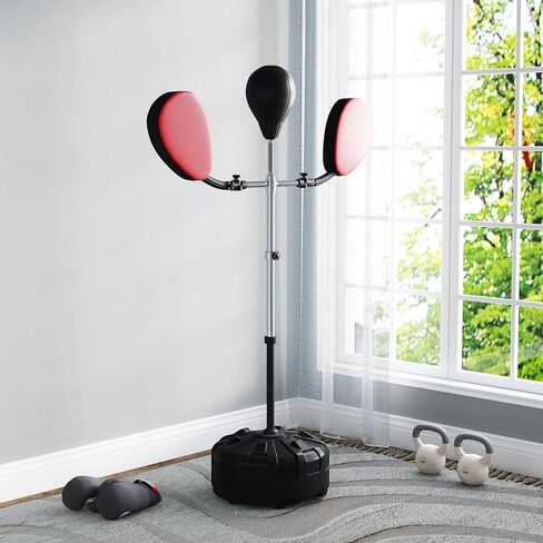 Adjustable Height Versatile Heavy-Duty Configuration 2-Target Arms Punching Speed Bag with Solid Stand System and Black Finish in Saudi Arabia