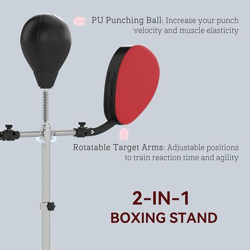 Adjustable Height Maximum Durability Heavy-Duty Construction 2-Target Arms Punching Speed Bag with Heavy Stand Base and Black Finish in Kuwait