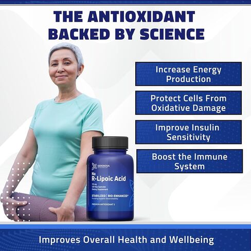 Geronova Research Bio-Enhanced R-Lipoic Acid, 115 mg Capsules - 4 Month Supply - Stabilized R Alpha Lipoic Acid Supplement with Enhanced Absorption - 120 Count in Kuwait