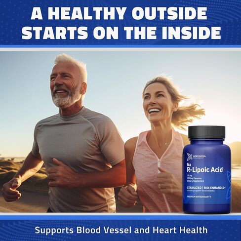 Geronova Research Bio-Enhanced R-Lipoic Acid, 115 mg Capsules - 4 Month Supply - Stabilized R Alpha Lipoic Acid Supplement with Enhanced Absorption - 120 Count in Kuwait