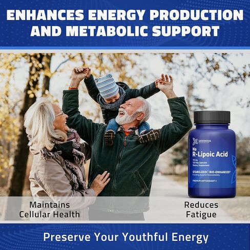 Geronova Research Bio-Enhanced R-Lipoic Acid, 115 mg Capsules - 4 Month Supply - Stabilized R Alpha Lipoic Acid Supplement with Enhanced Absorption - 120 Count in Kuwait