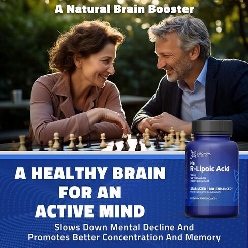 Geronova Research Bio-Enhanced R-Lipoic Acid, 115 mg Capsules - 4 Month Supply - Stabilized R Alpha Lipoic Acid Supplement with Enhanced Absorption - 120 Count in Kuwait