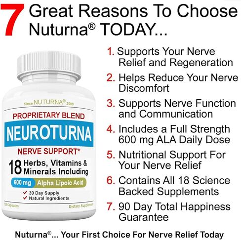 Neuropathy Nerve Support Supplement with 600 mg Pure Alpha Lipoic Acid - Maximum Strength Formula for Fingers, Hands, Toes, & Feet - 120 Capsules in Kuwait