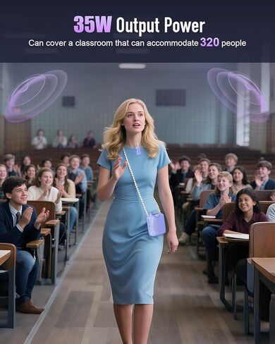 SHIDU 35W Voice Amplifier with Wireless Lavalier Microphone, Bluetooth Voice Amplifier for Teachers, Portable Speaker with Microphone for Classroom Meeting Training, Pearl Chain Design in Kuwait