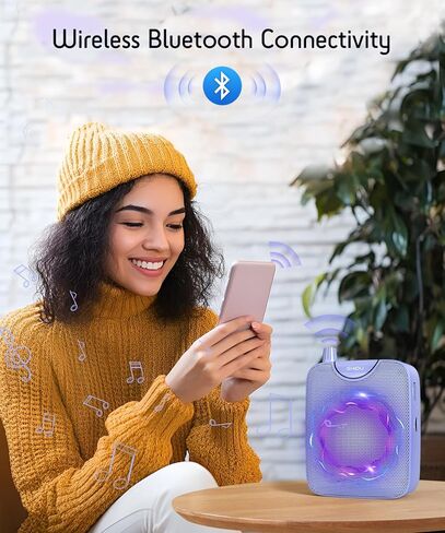 SHIDU 35W Voice Amplifier with Wireless Lavalier Microphone, Bluetooth Voice Amplifier for Teachers, Portable Speaker with Microphone for Classroom Meeting Training, Pearl Chain Design in Kuwait