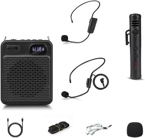 Wireless Voice Amplifier with Microphone Headset, 25W Portable PA System with Bluetooth, Support TF Card for Teachers, Tour Guides, Coaching, Sales and Outdoor Speaking in Kuwait