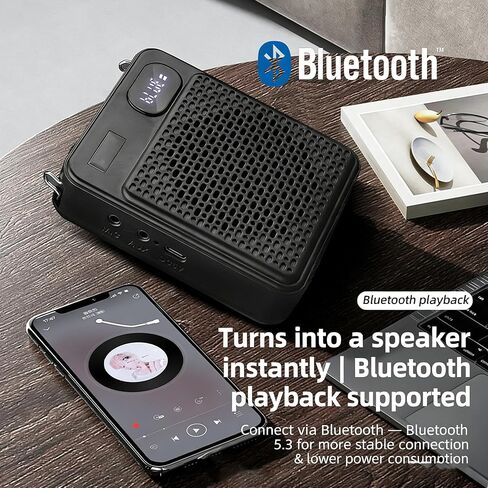 Wireless Voice Amplifier with Microphone Headset, 25W Portable PA System with Bluetooth, Support TF Card for Teachers, Tour Guides, Coaching, Sales and Outdoor Speaking in Kuwait