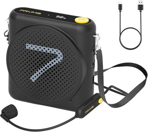 7RYMS WA1 Wireless Voice Amplifier for Teachers with Headset Microphone, Wireless Portable Amplifier with Noise Canceling, Mini Voice Amplifier for Classroom, Meeting, Training, Speech (BLACK) in Kuwait