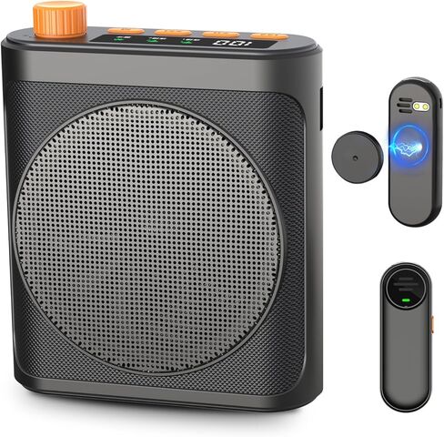 Voice Amplifier Wireless Microphone with Magnetic Lavalier, Bluetooth Voice Amplifier for Teachers with 2 Mic, Rechargeable Portable Microphone Speaker for Classroom, Yoga, Meetings, Speeches in Kuwait