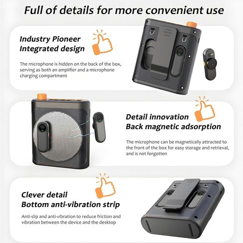 Voice Amplifier Wireless Microphone with Magnetic Lavalier, Bluetooth Voice Amplifier for Teachers with 2 Mic, Rechargeable Portable Microphone Speaker for Classroom, Yoga, Meetings, Speeches in Kuwait