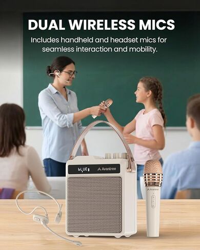 Avantree VoxAmp Duo – Portable Wireless Voice Amplifier Microphone & Speaker Set for Classroom, Small Events & Parties, USB Recording & Playback, 30W Clear Voice & Rich Sound, 14H Battery in Saudi Arabia