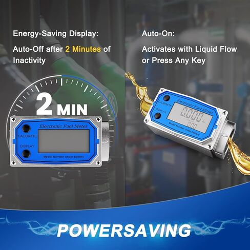 Flow Meter 3/4 Inche Digital Turbine Fuel Meter - Flowmeter Auto On & Off Industry Grade Aluminum Alloy - for Water, Diesel, Gasoline Supports Gallon, QTS, PTS, L, m³ (3/4 inch) in Kuwait