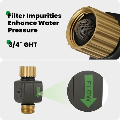 Watflow 3/4"Water Flow Meter with Water Nozzle Kit,4 Modes Change, Measure Gallon/Liter Consumption for Garden Hose, RV Water Tank, Lawn Sprinkler, and Nozzle Sprayer in Kuwait