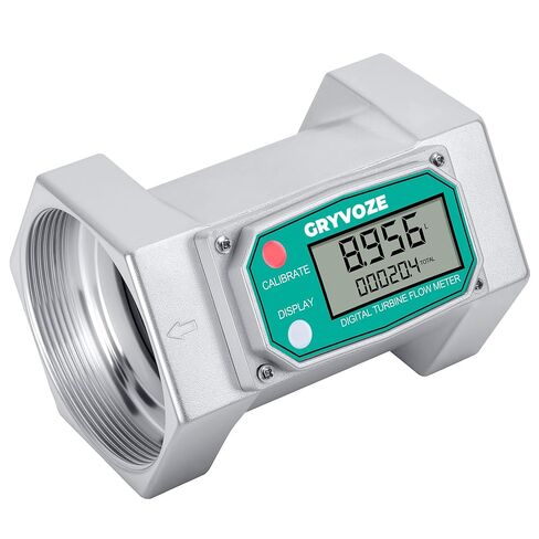 3 inch Turbine Flow Meter, 21-264 GPM Inline Flowmeter, 180° LCD Display, High Accuracy NPT Counter for Diesel, Gasoline & Water (5 Units: Gal, QTS, PTS, L, m³) in Kuwait