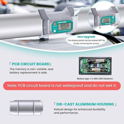 3 inch Turbine Flow Meter, 21-264 GPM Inline Flowmeter, 180° LCD Display, High Accuracy NPT Counter for Diesel, Gasoline & Water (5 Units: Gal, QTS, PTS, L, m³) in Kuwait