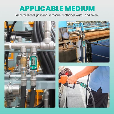 3 inch Turbine Flow Meter, 21-264 GPM Inline Flowmeter, 180° LCD Display, High Accuracy NPT Counter for Diesel, Gasoline & Water (5 Units: Gal, QTS, PTS, L, m³) in Kuwait
