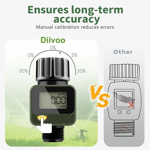 Diivoo Water Flow Meter with 180° Removable Panel, 4 Measure Modes, ±5% High Accuracy and IP54, Measure Gallon/Liter Consumption and Flow Rate for Garden Hose Watering, RV Water Tank Filling 2 Pack in Kuwait
