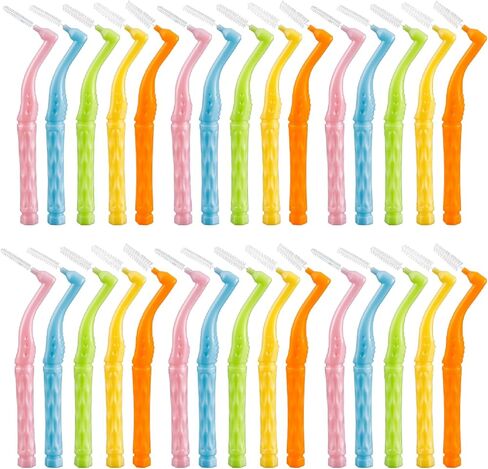 50 قطعة من فرش الأسنان بين الأسنان على شكل حرف L مقبض قصير، 5 أحجام مختلفة فرشاة تنظيف الأسنان بزاوية مسواك بين الأسنان in Kuwait