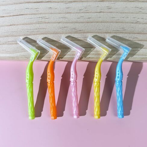 50 قطعة من فرش الأسنان بين الأسنان على شكل حرف L مقبض قصير، 5 أحجام مختلفة فرشاة تنظيف الأسنان بزاوية مسواك بين الأسنان in Kuwait