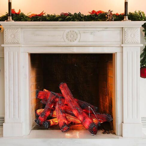 Tuanse 10 Pcs 9 in, 16 in Flameless Fake Fire Log Spring Summer Beach Camping Themed Party Decorations Fake Campfire Battery Operated Artificial Fire Pit for 4th of July Easter Party Decor in Saudi Arabia