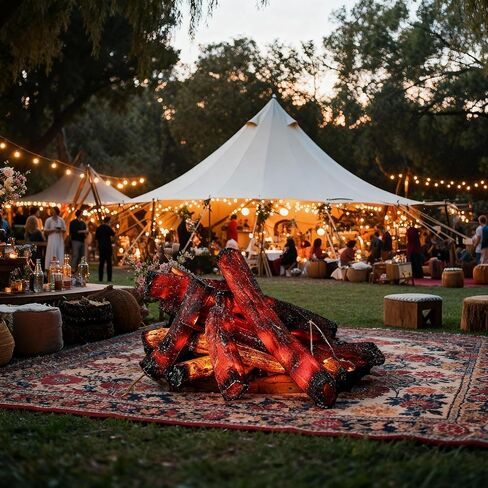 Tuanse 10 Pcs 9 in, 16 in Flameless Fake Fire Log Spring Summer Beach Camping Themed Party Decorations Fake Campfire Battery Operated Artificial Fire Pit for 4th of July Easter Party Decor in Saudi Arabia