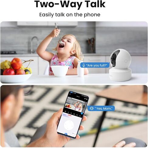 كاميرا الحيوانات الأليفة الداخلية مع تطبيق الهاتف ، والكاميرات الداخلية للأمن المنزلي ، و WIFI 2.4 جيجا هرتز ، وشاشة الأطفال مع الكاميرا والصوت ، والكشف عن الإنسان/الحيوانات الأليفة ، وتنبيهات في الوقت الفعلي ، و 360 شاشة مع تكبير 4x ، تخزين محلي in Kuwait