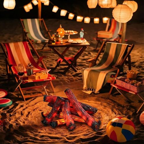 Tuanse 10 Pcs 9 in, 16 in Flameless Fake Fire Log Spring Summer Beach Camping Themed Party Decorations Fake Campfire Battery Operated Artificial Fire Pit for 4th of July Easter Party Decor in Saudi Arabia