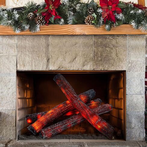 Tuanse 10 Pcs 9 in, 16 in Flameless Fake Fire Log Spring Summer Beach Camping Themed Party Decorations Fake Campfire Battery Operated Artificial Fire Pit for 4th of July Easter Party Decor in Saudi Arabia