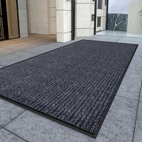 Kuyal Front Door Mat, 4'x6' Indoor Outdoor Entrance Mat, Commercial Floor Mats Inside Outside Entrance, Heavy Duty Durable Welcome Mats, Rubber Backing Non Slip Outdoor Mats for Entryway,Dark Gray in Kuwait