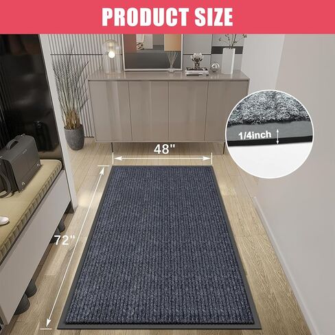 Kuyal Front Door Mat, 4'x6' Indoor Outdoor Entrance Mat, Commercial Floor Mats Inside Outside Entrance, Heavy Duty Durable Welcome Mats, Rubber Backing Non Slip Outdoor Mats for Entryway,Dark Gray in Kuwait