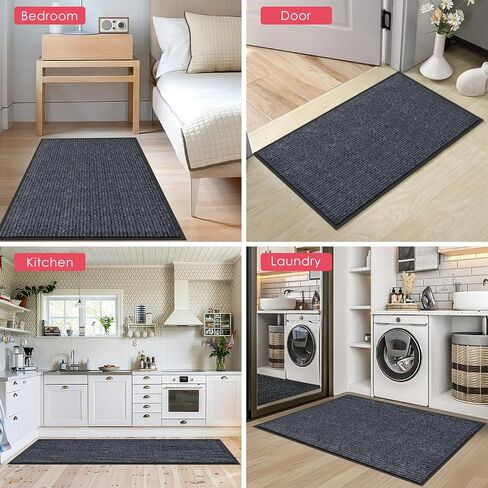 Kuyal Front Door Mat, 4'x6' Indoor Outdoor Entrance Mat, Commercial Floor Mats Inside Outside Entrance, Heavy Duty Durable Welcome Mats, Rubber Backing Non Slip Outdoor Mats for Entryway,Dark Gray in Kuwait