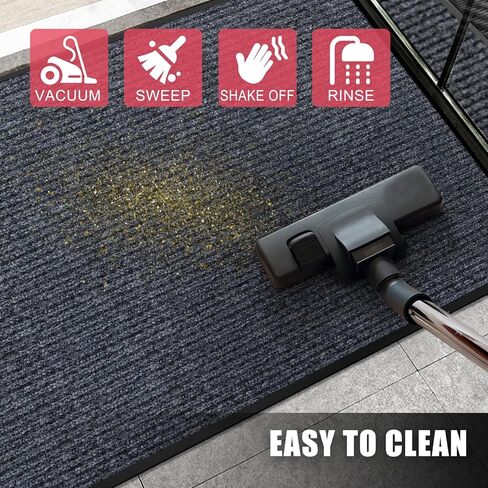 Kuyal Front Door Mat, 4'x6' Indoor Outdoor Entrance Mat, Commercial Floor Mats Inside Outside Entrance, Heavy Duty Durable Welcome Mats, Rubber Backing Non Slip Outdoor Mats for Entryway,Dark Gray in Kuwait