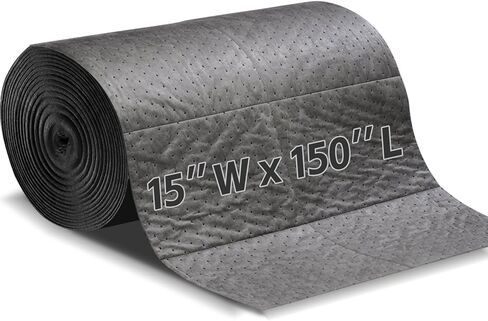 150' L x 30" W Absorbent Mat Roll, Heavyweight Oil and Watter Pads Absorbs up to 40.2 Gallons, Polypropylene Meltblown Maintenance Absorbent Bonded Roll, for Protecting Home Garage Basement in Kuwait