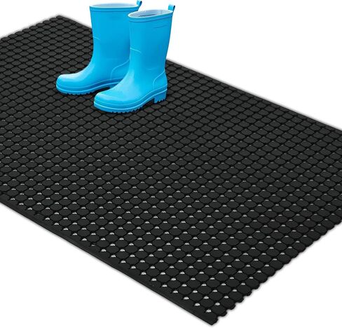 jxgzyy Commercial Rubber Floor Mat, 3 x 5 Anti Fatigue Non-Slip Drainage Mat for Entrance, Restaurant, Industrial Pool, Bar, Garden, Wet Areas, Black in Kuwait