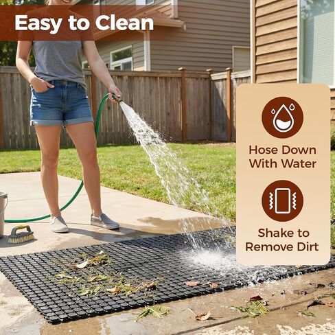 jxgzyy Commercial Rubber Floor Mat, 3 x 5 Anti Fatigue Non-Slip Drainage Mat for Entrance, Restaurant, Industrial Pool, Bar, Garden, Wet Areas, Black in Kuwait