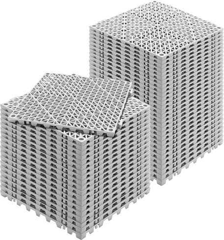 Happybuy البلاط المتشابك 50 جهاز كمبيوتر شخصى رمادي، الصرف 12x12x0.6 بوصة، بلاط الأرضيات في الهواء الطلق، البلاط المتشابك في الهواء الطلق، أرضيات سطح السفينة لحمام السباحة وحمام الفناء المرآب in Saudi Arabia