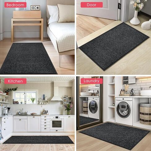 Kuyal Front Door Mat, 2'x3' Indoor Outdoor Entrance Mats, Commercial Floor Inside Outside Entrance, Heavy Duty Durable Welcome Mat, Rubber Backing Non Slip Outdoor Mats for Entryway,Dark Gray in Kuwait