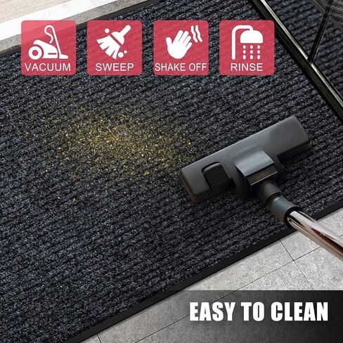 Kuyal Front Door Mat, 2'x3' Indoor Outdoor Entrance Mats, Commercial Floor Inside Outside Entrance, Heavy Duty Durable Welcome Mat, Rubber Backing Non Slip Outdoor Mats for Entryway,Dark Gray in Kuwait