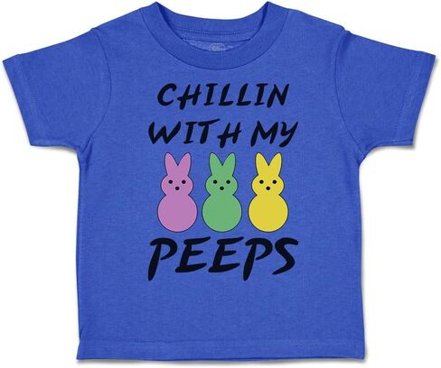 Toddler T-Shirt Easter Chillin with My Peeps Bunny Funny Humor Easter Cotton Bunny Boy & Girl Clothes Cute Baby Funny Tee Lavender Design Only 3T in Kuwait